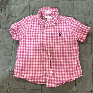 Gingham Cotton Poplin Short Sleeve Shirt Button Up Poli